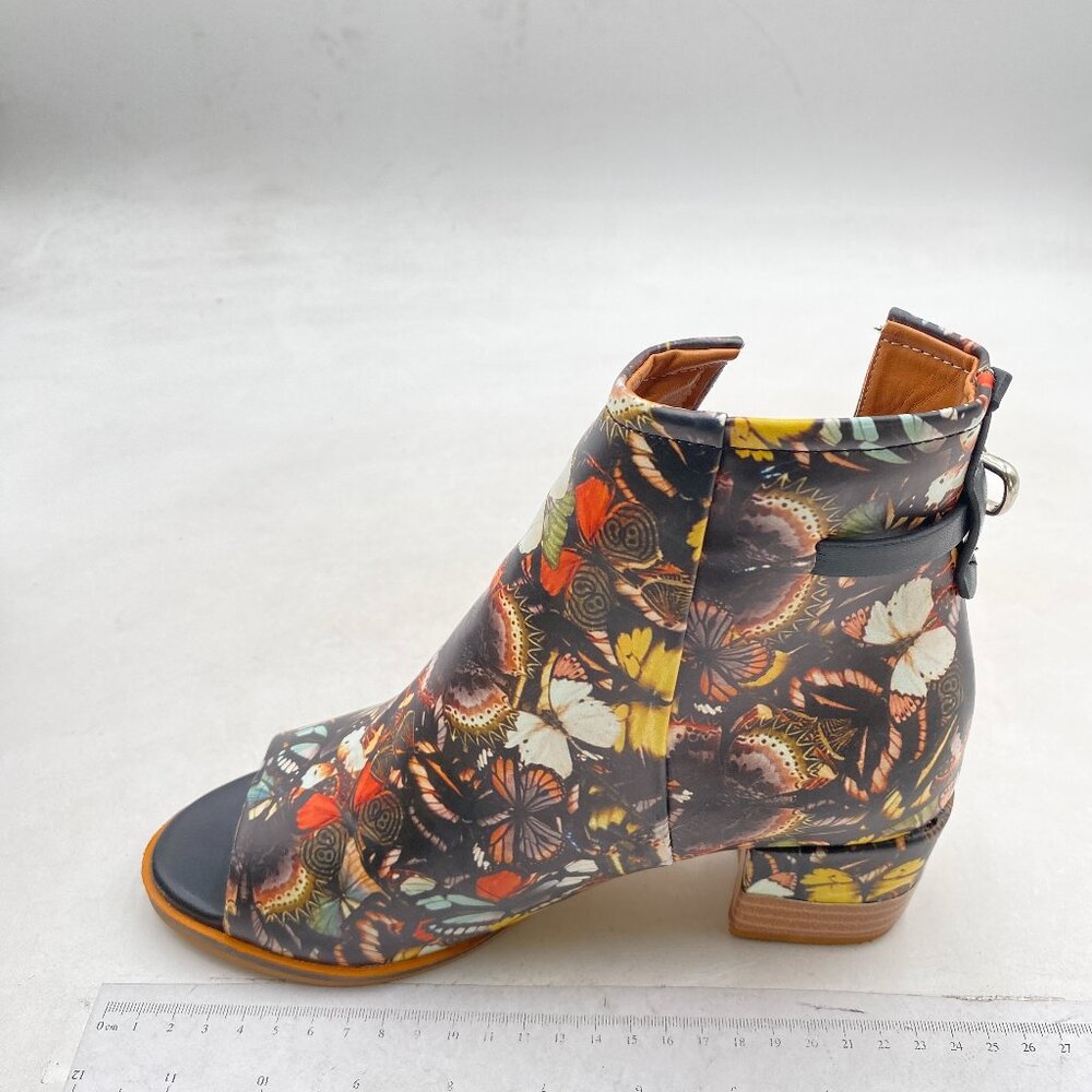 FSJ Women Peep Open Toe Sandals Boot Cut Out Buckle Ankle Bootie Butterfly Print - Picture 2 of 8